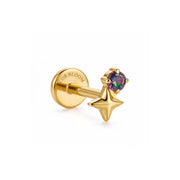 Titanium Sirius Dark iridescent Star Sparkle Stud