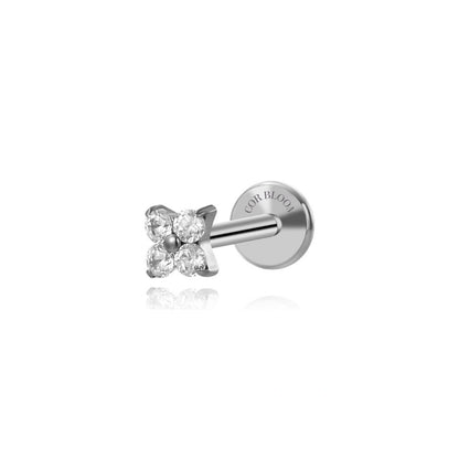 Titanium Mini Crystal Four-Clover Piercing Stud