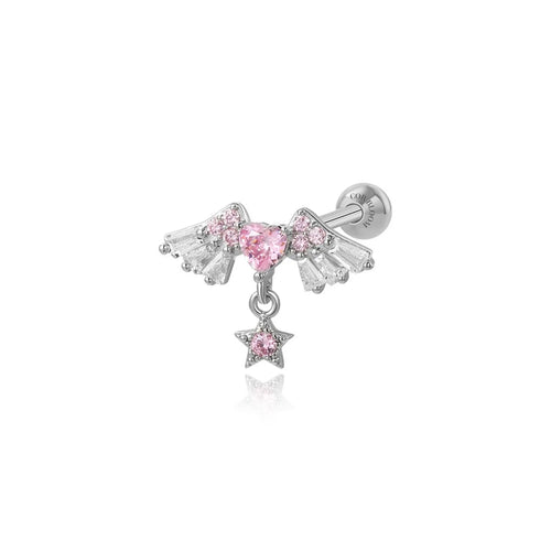 Fantasy Pink Angle Screw Back Stud Earring