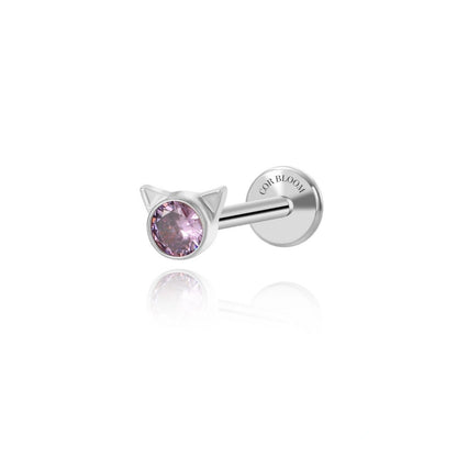 Titanium Petite Amethyst Kitten Flat Back Stud