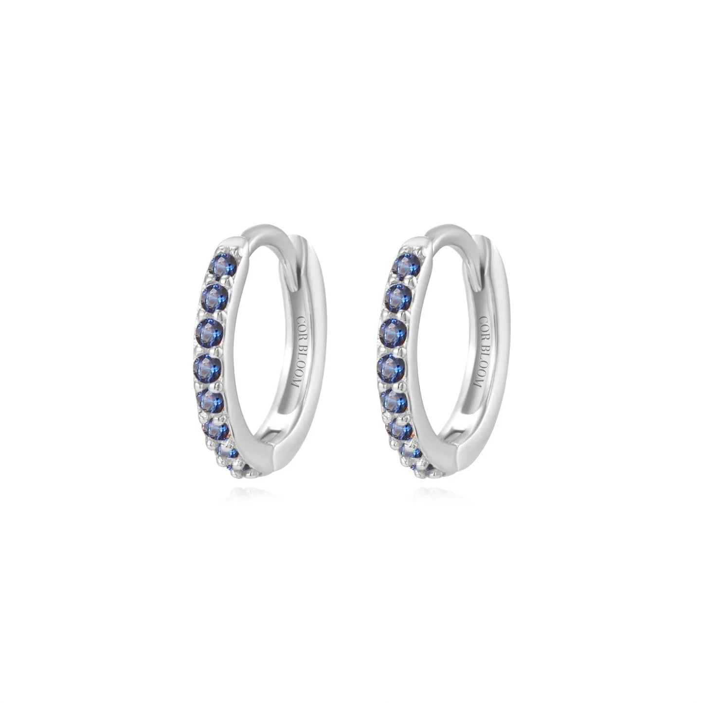 Arya Blue Sapphire Pave Hoop Earrings