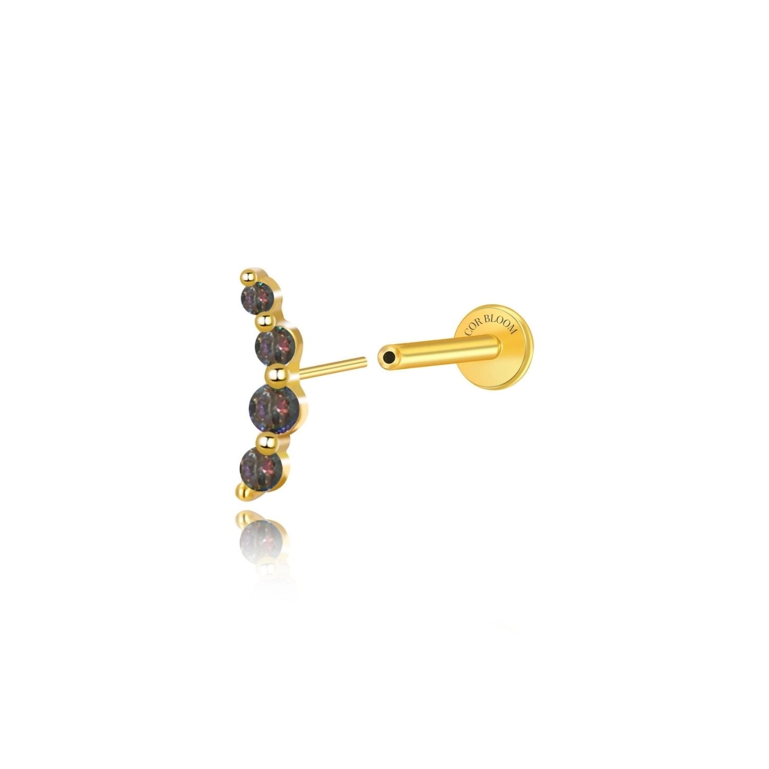 Minimal Mini Curve Stud – Dark Iridescent