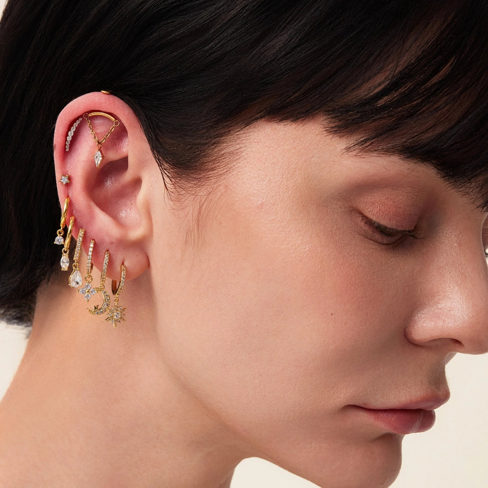 Titanium Julianna Diamond Curve Flat Back Stud