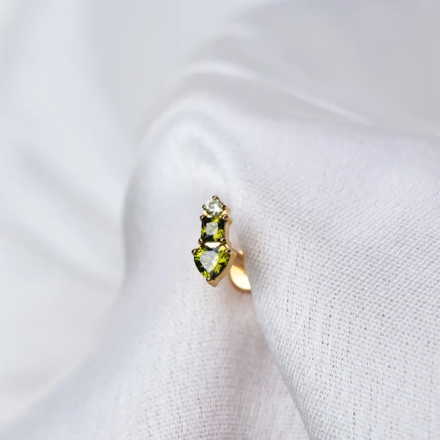 Titanium Eudora Heart Stud - Gradient Peridot