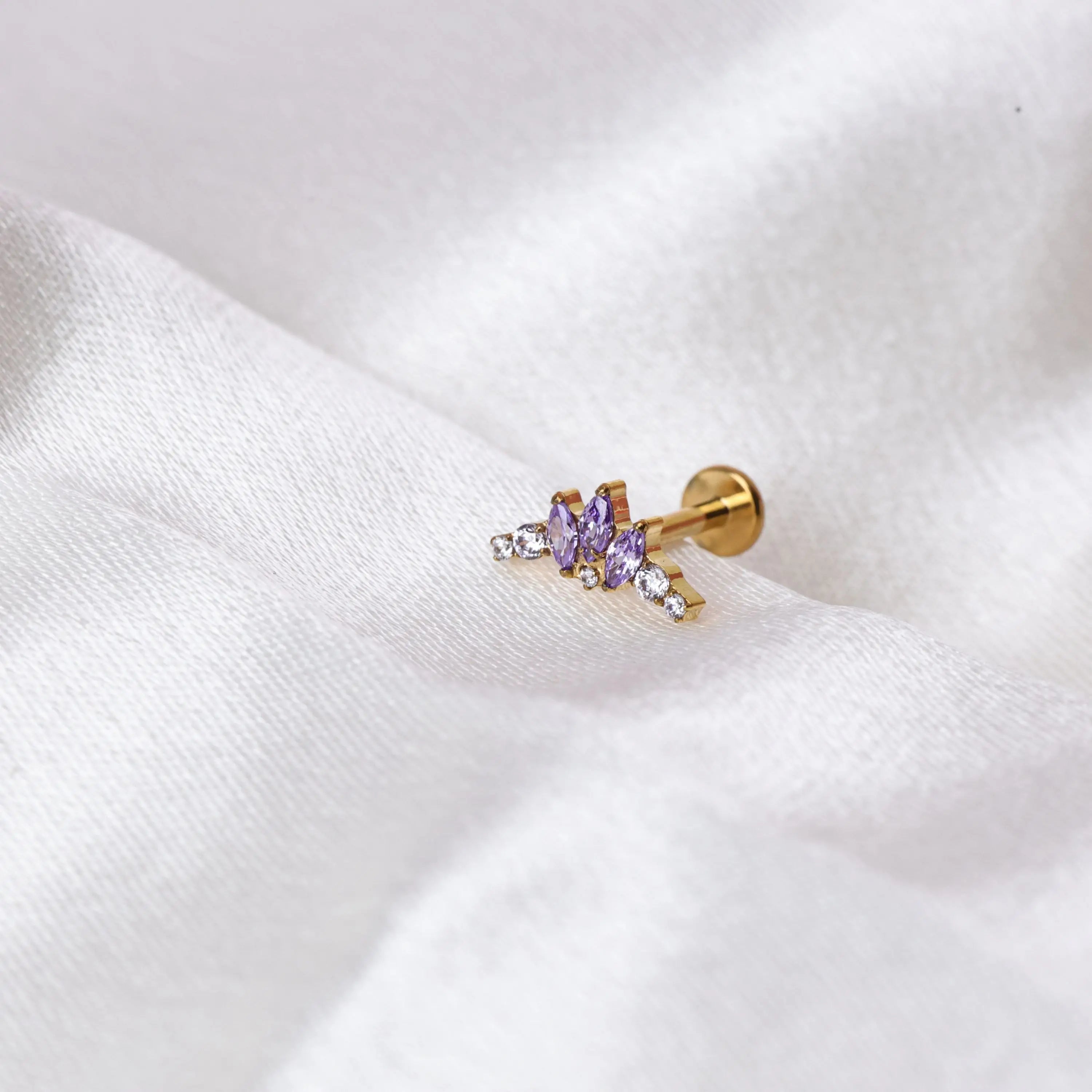 Titanium Aila Crown Stud - Amethyst Magic