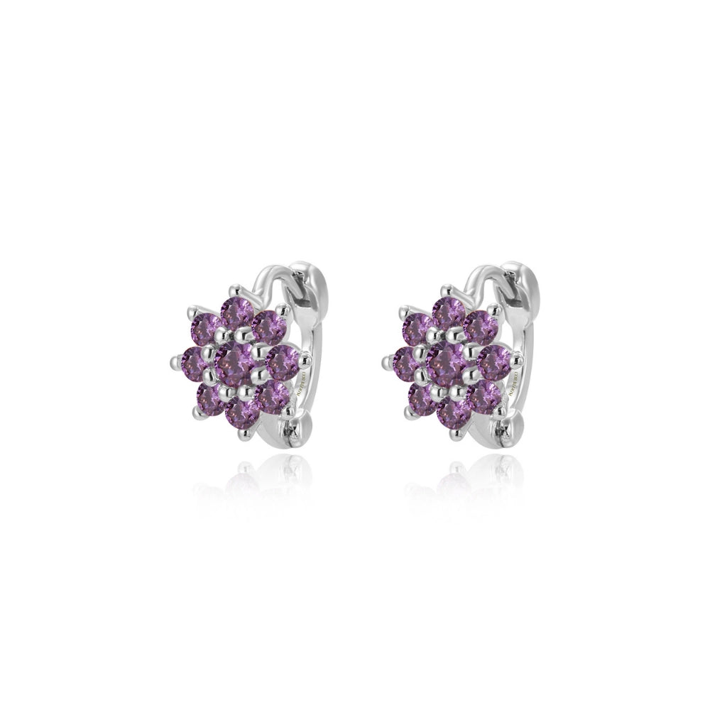 Lysander Dainty Sunflower Huggies - Amethyst