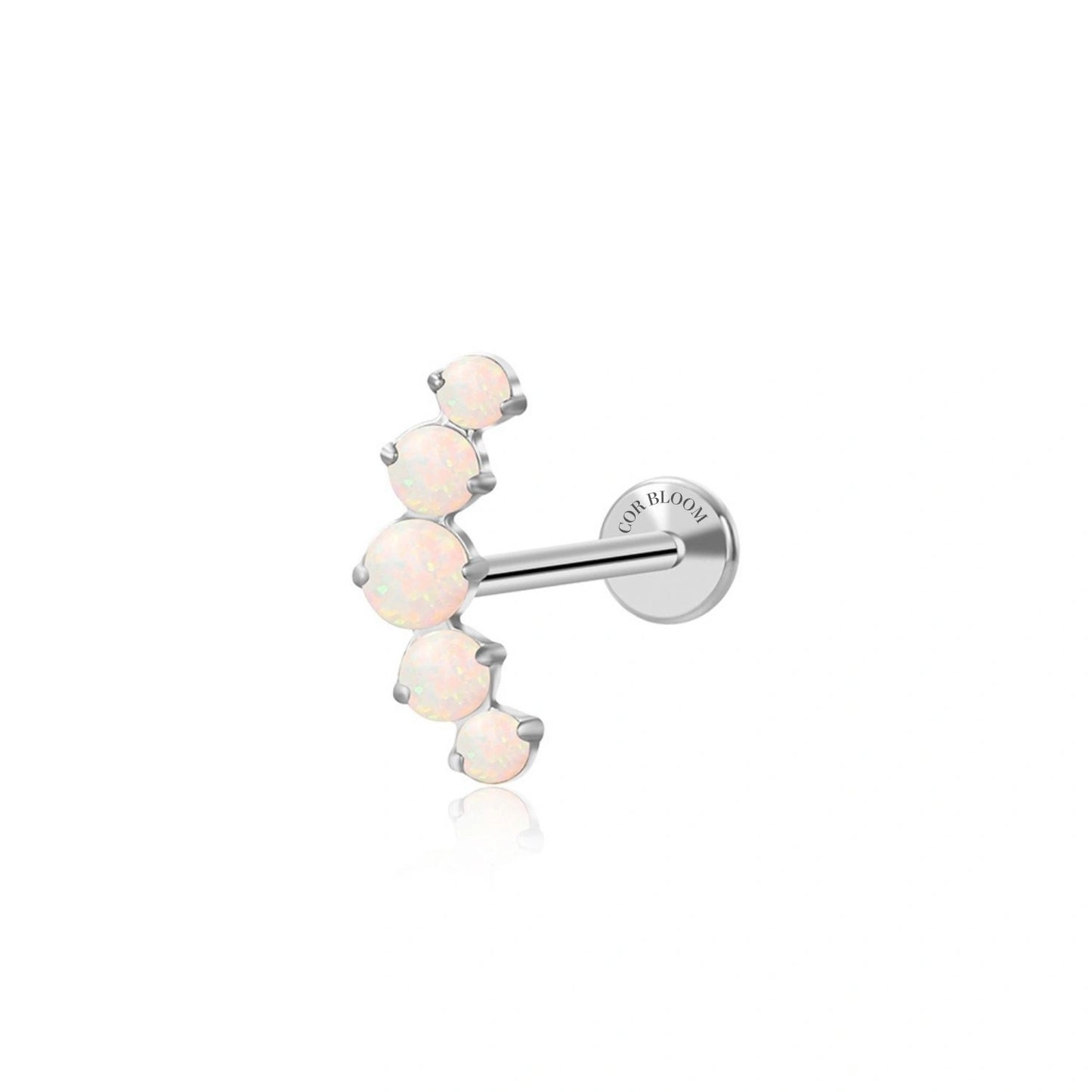 Titanium White Opal Five Stone Cluster Flat Back Stud