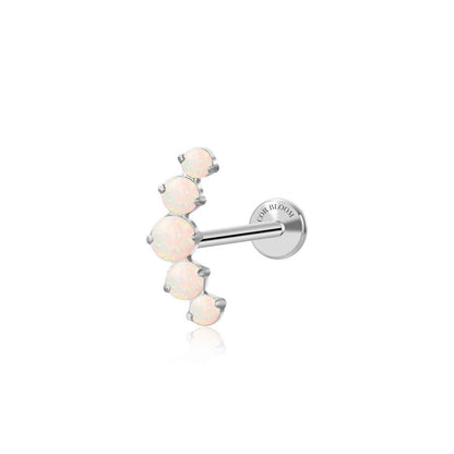 Titanium White Opal Five Stone Cluster Flat Back Stud