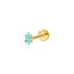 Kleiner Titan-Ohrstecker mit Aquamarin im Marquise-Schliff und flacher Rückseite
