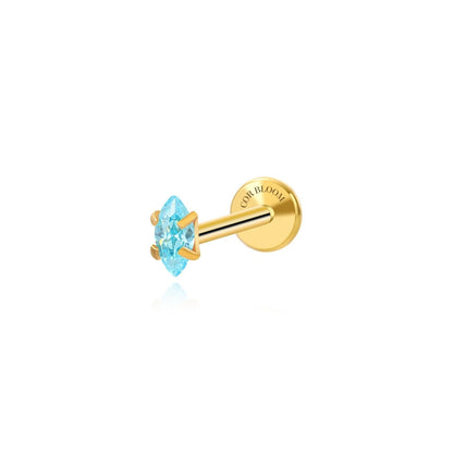 Titanium Small Aquamarine Marquise Flat Back Stud