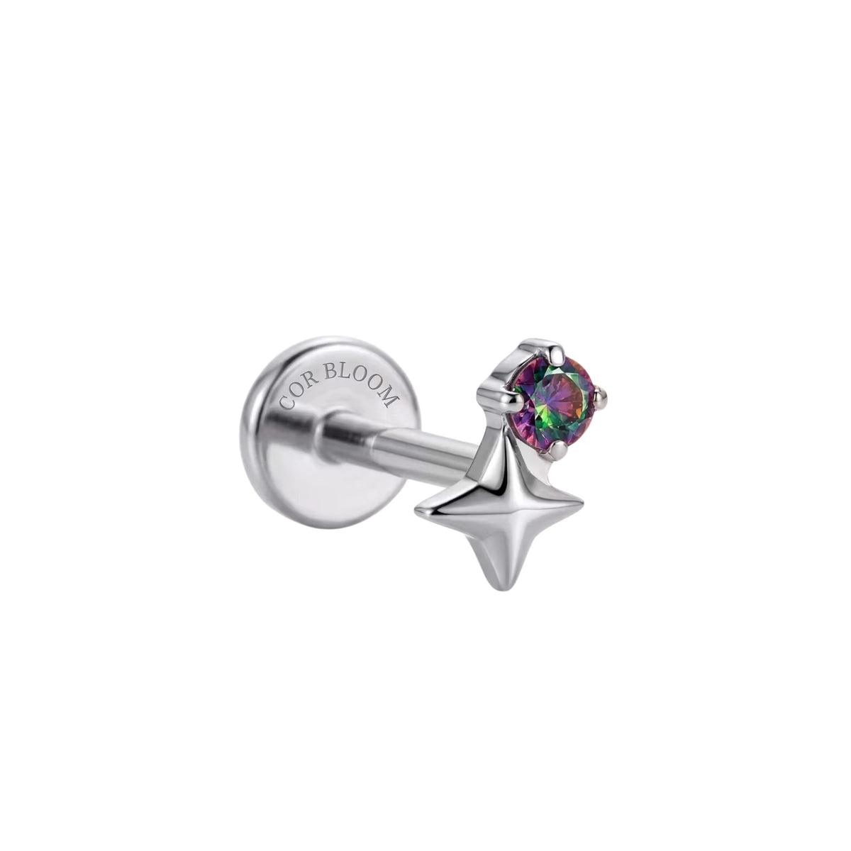 Titanium Sirius Dark iridescent Star Sparkle Stud