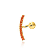 Titanium Zoey Red Garnet Curved Line Flat Back Stud