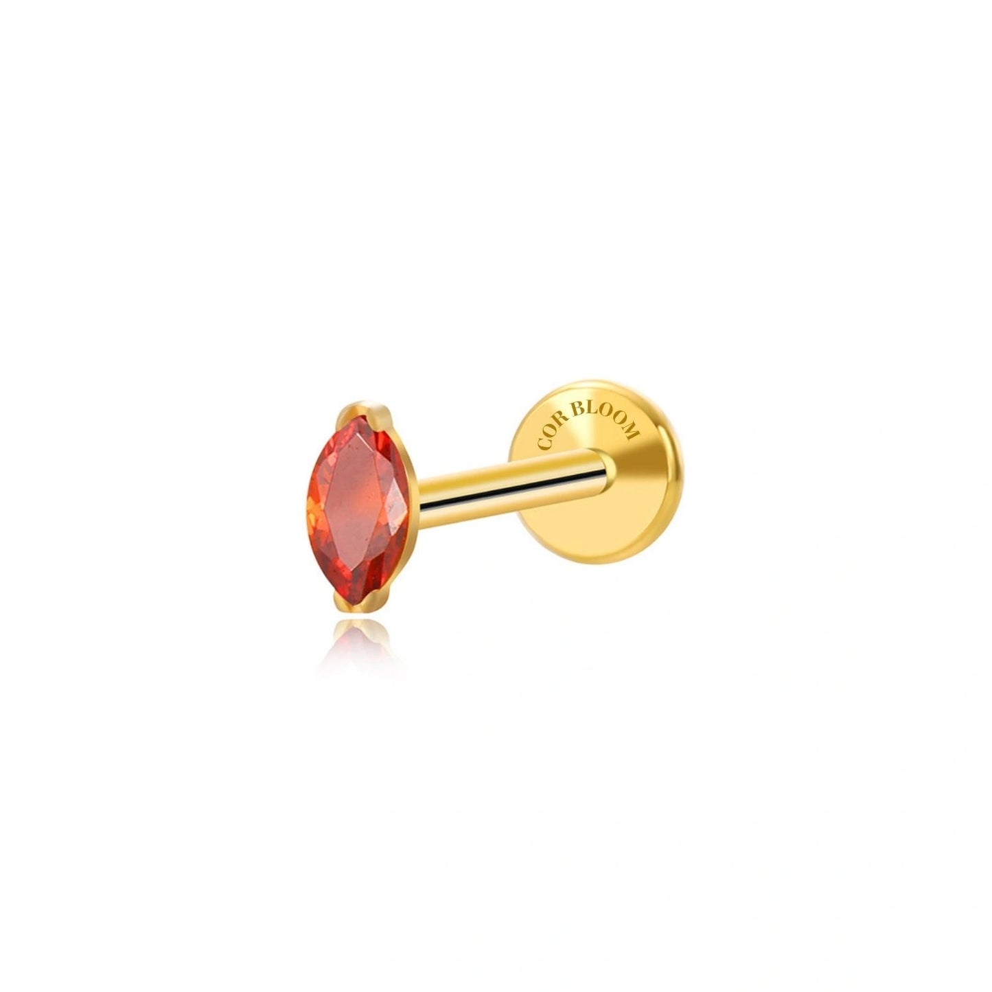 Titanium Red Garnet Marquise Flat Back Stud