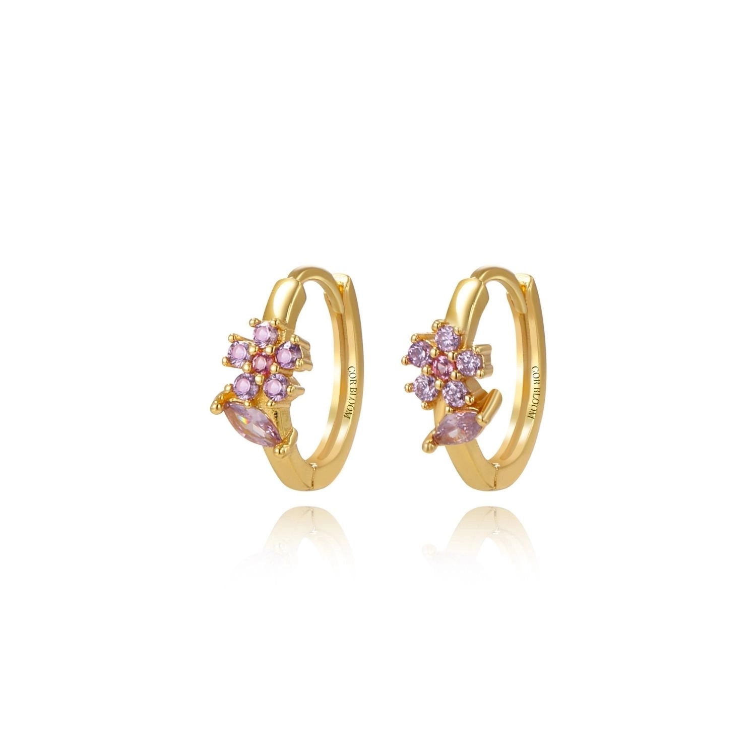 Lavander Flower Hoop Earrings