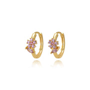 Lavander Flower Hoop Earrings