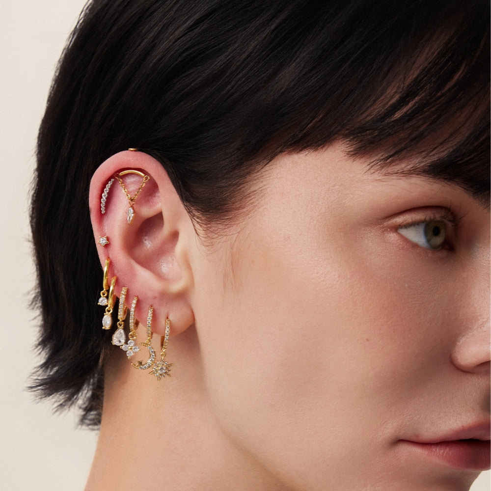 Titanium Julianna Diamond Curve Flat Back Stud