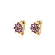 Lysander Dainty Sunflower Huggies - Amethyst
