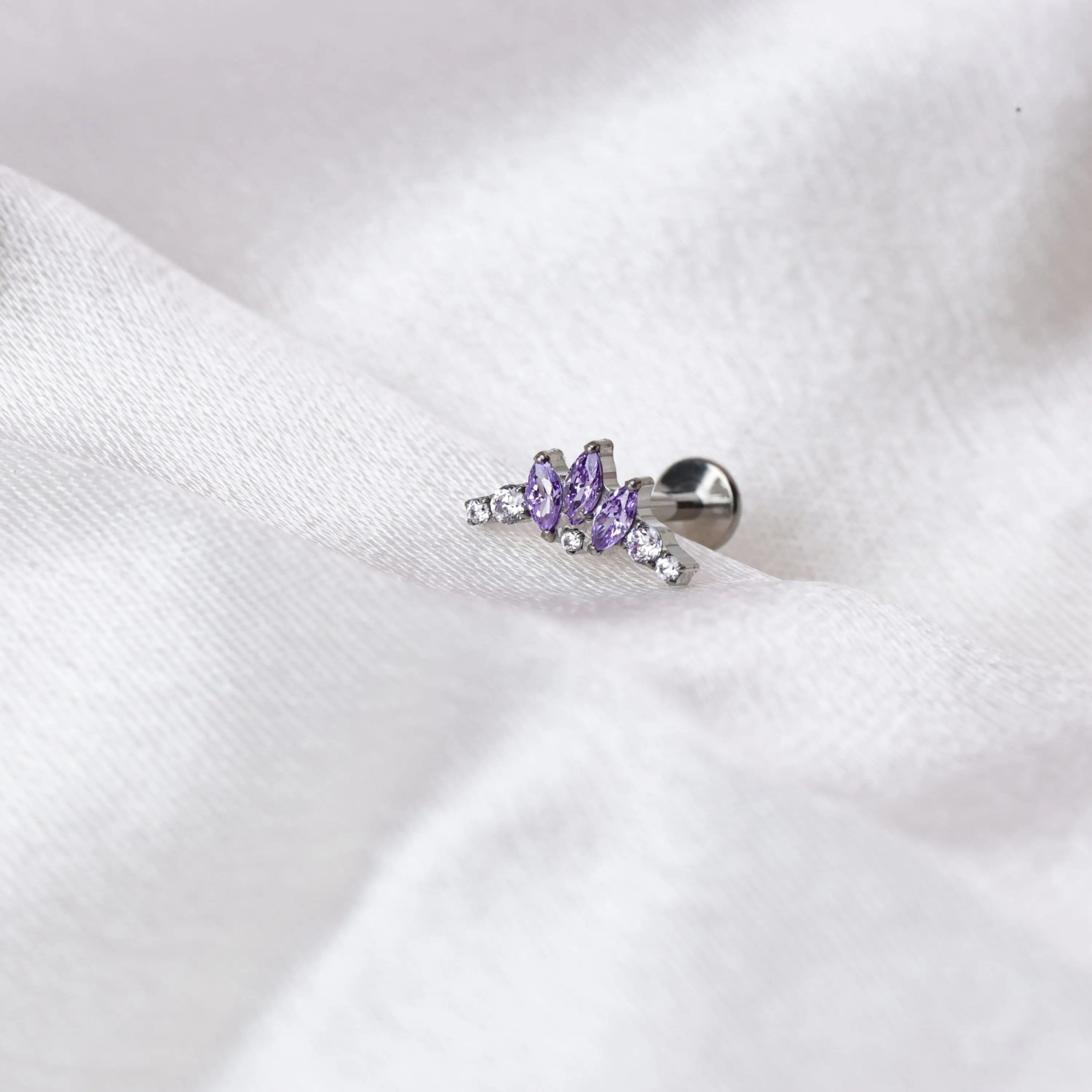 Titanium Aila Crown Stud - Amethyst Magic