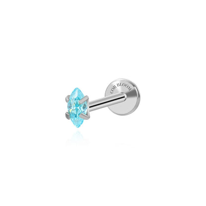 Titanium Small Aquamarine Marquise Flat Back Stud