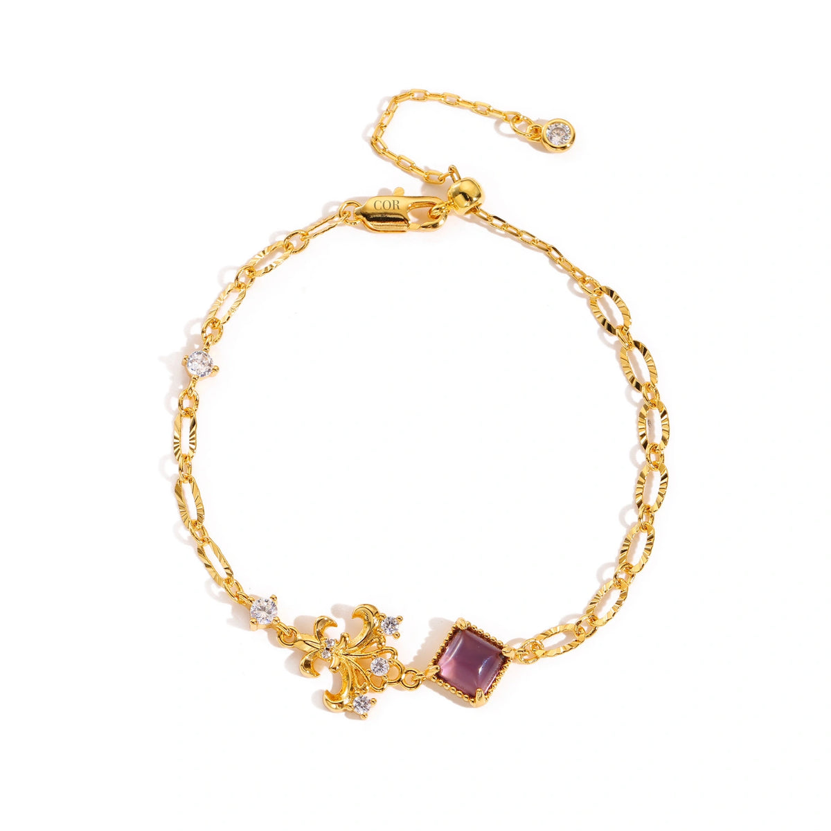 Amethyst Wisdom Iris Charm Bracelet