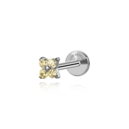 Titanium Mini Golden Four-Clover Stud