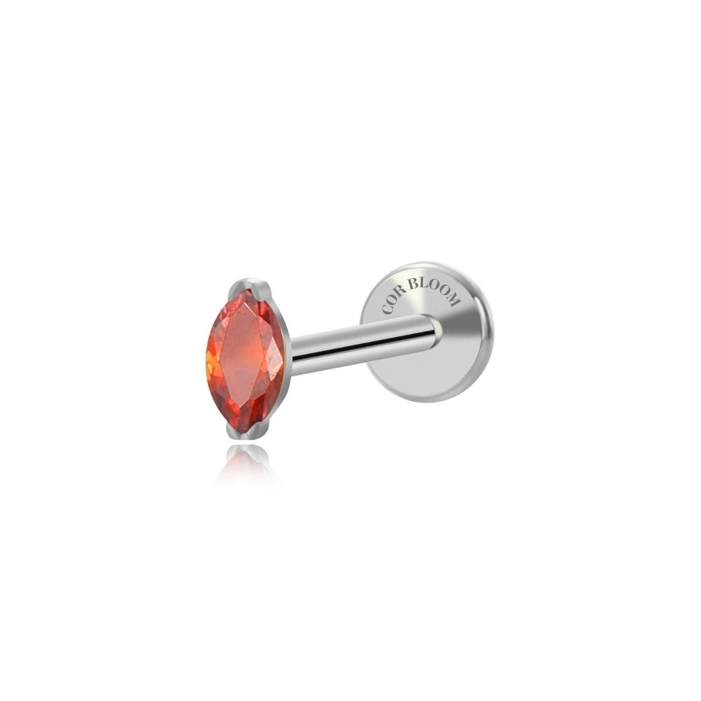 Titanium Red Garnet Marquise Flat Back Stud