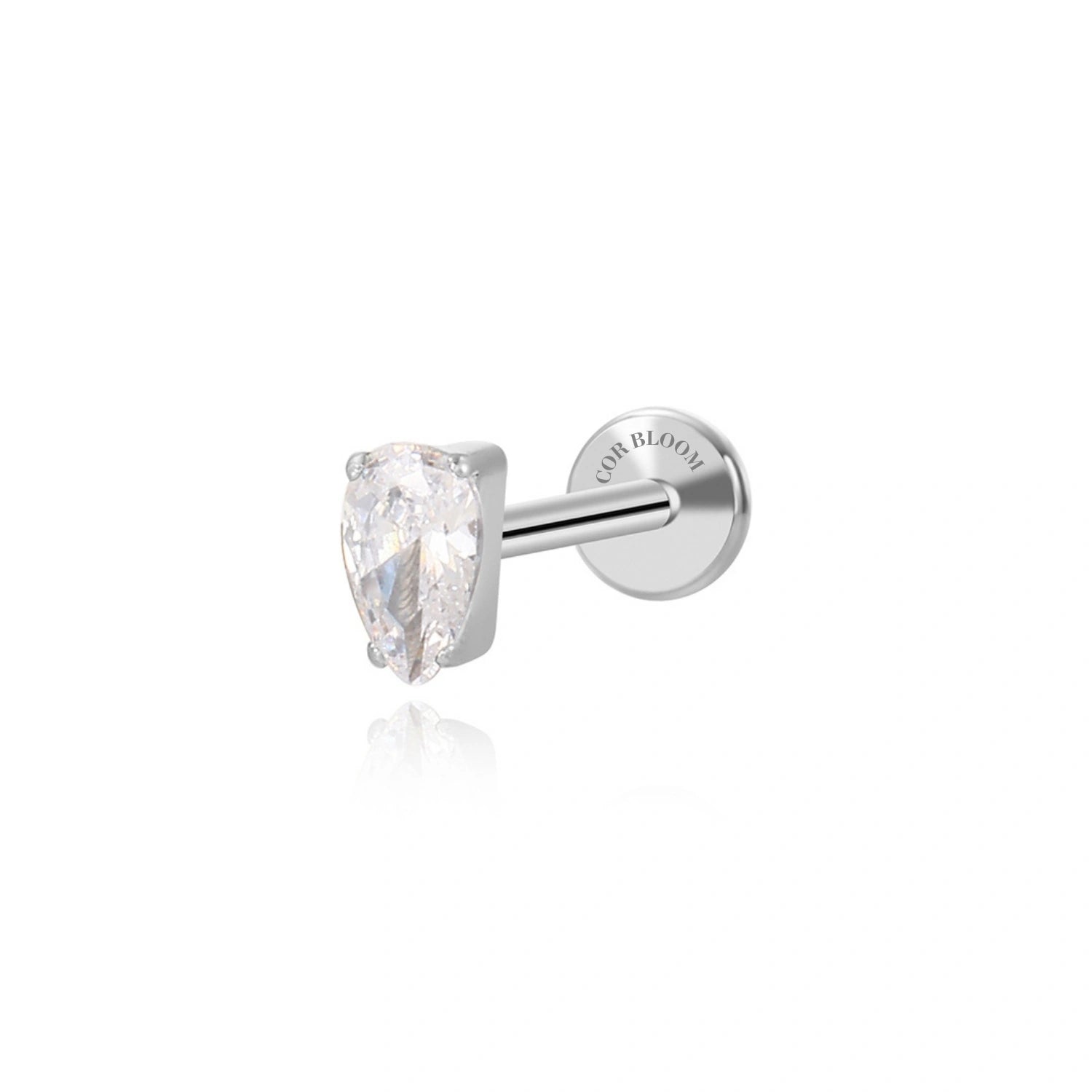 Titanium White Crystal Waterdrop Flat Back Stud