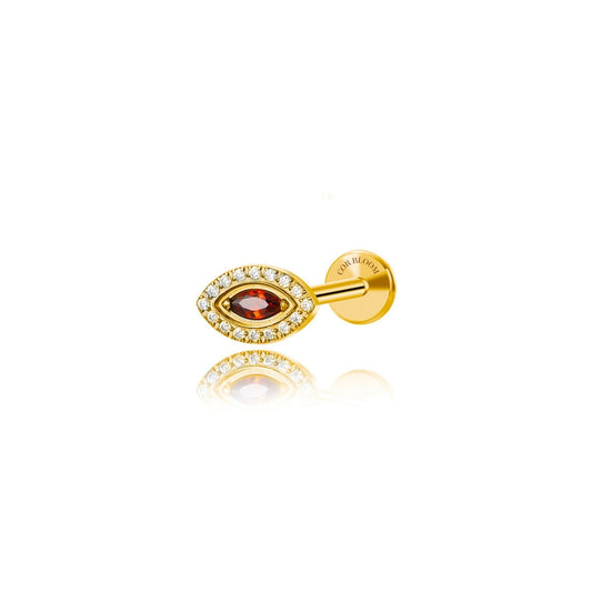 Titanium Red Garnet Marquise Eye Piercing Stud