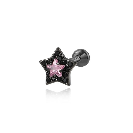 Pink Twinkle Star Screw Back Stud Earring