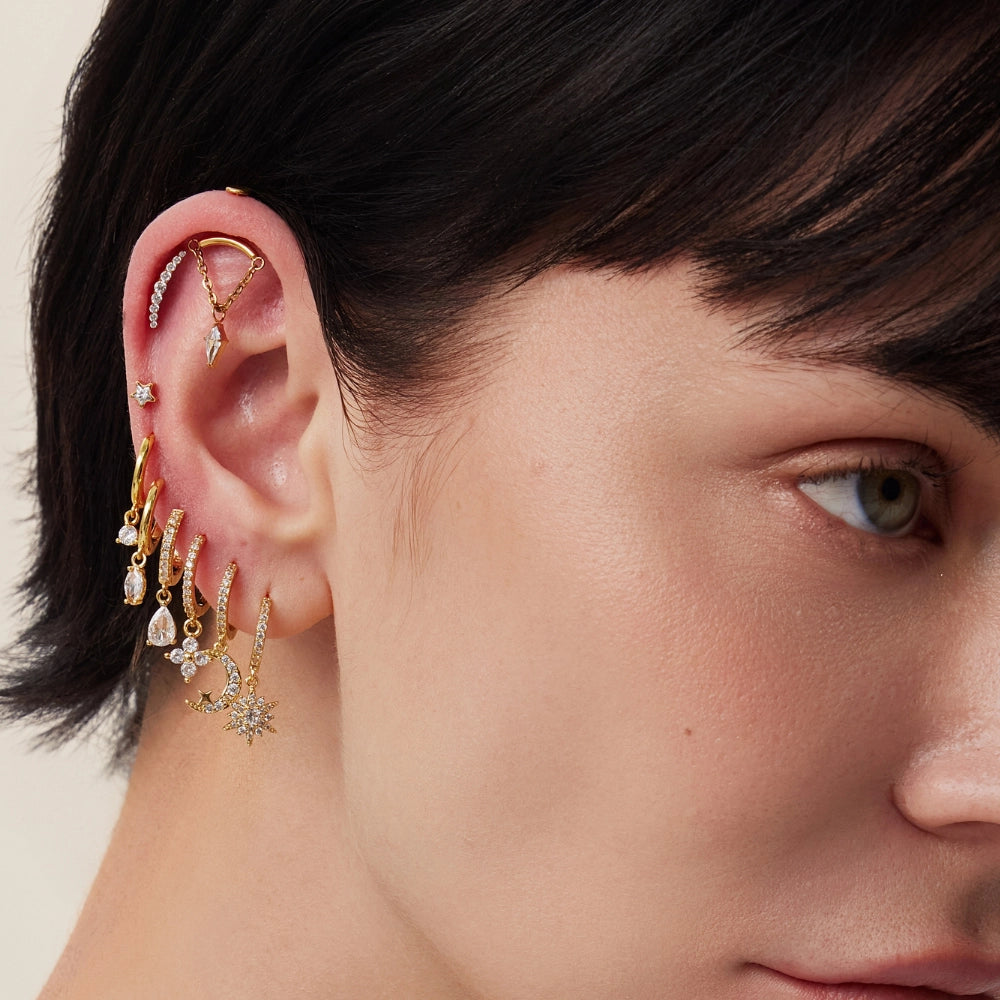 White Crystal Perry Waterdrop Hoop Earrings