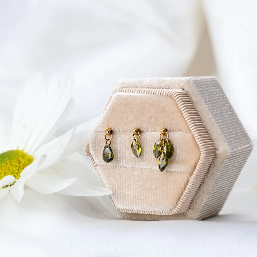 Titanium Peridot Floating Marquise Stud | Vertical Helix Earring