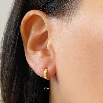 White Opal Stone Huggie Earring