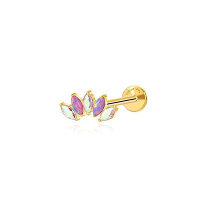 Titanium Violet Flame Opal 5-Petal Marquise Flat Back Stud