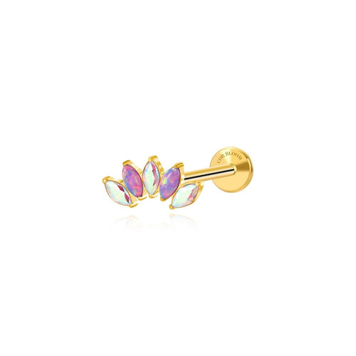 Titanium Violet Flame Opal 5-Petal Marquise Flat Back Stud