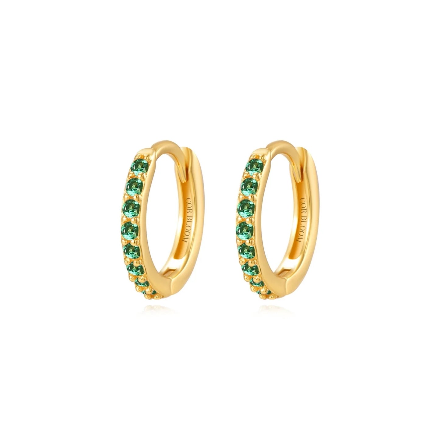 Arya Green Emerald Pave Hoop Earrings