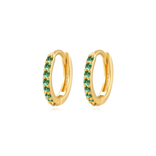 Arya Green Emerald Pave Hoop Earrings