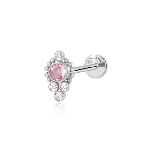 Titanium Vanya Pink Tourmaline Flat Back Stud