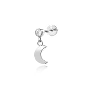 Titanium Dangling Crescent Moon Piercing Stud