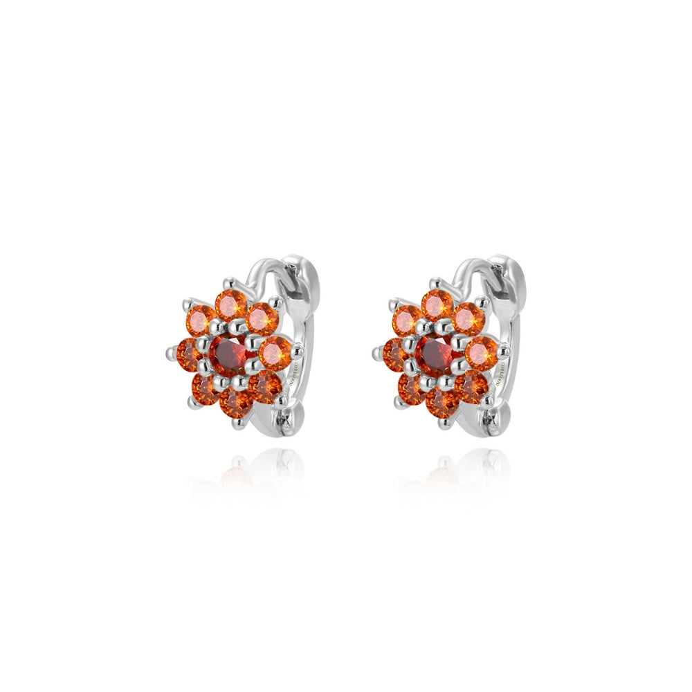 Lysander Dainty Sunflower Huggies - Red Garnet