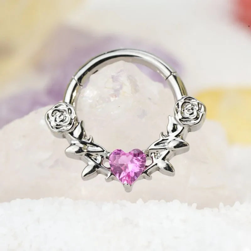 Titanium Artemis Thorned Rose Clicker - Graceful Ruby