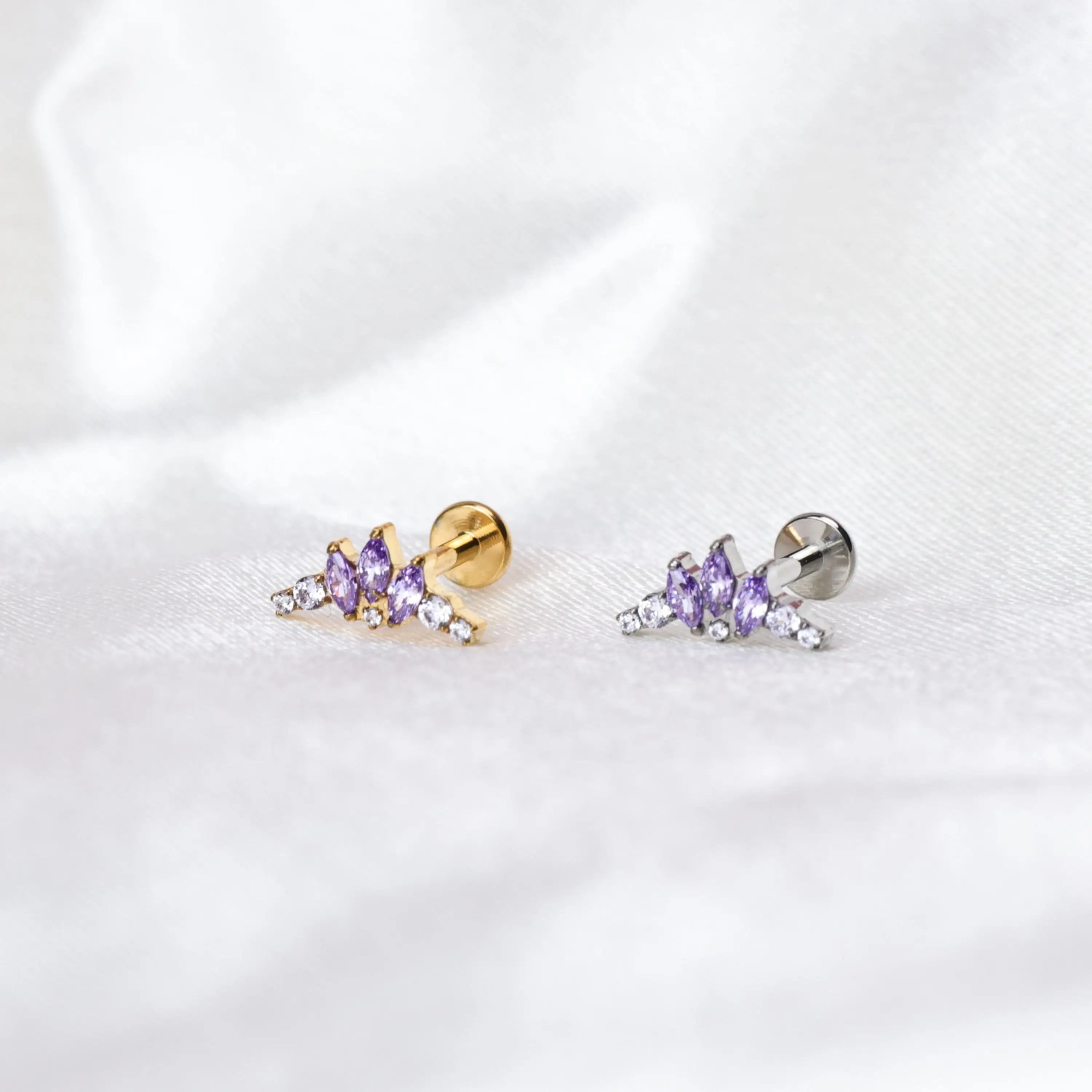 Titanium Aila Crown Stud - Amethyst Magic