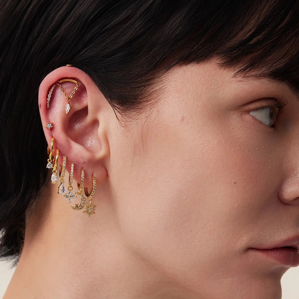 Titanium Clare Small Pinky Star Flat Back Stud