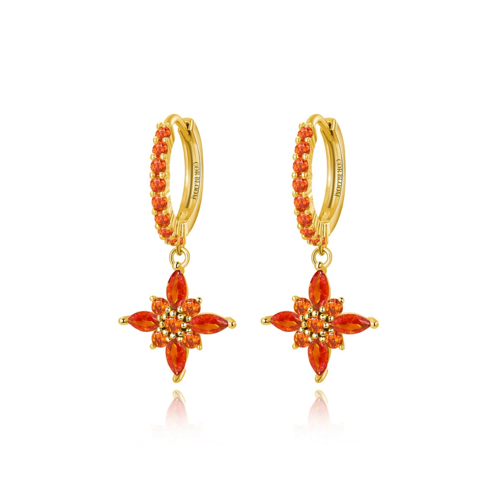 Lydia Red Starflower Drop Earrings