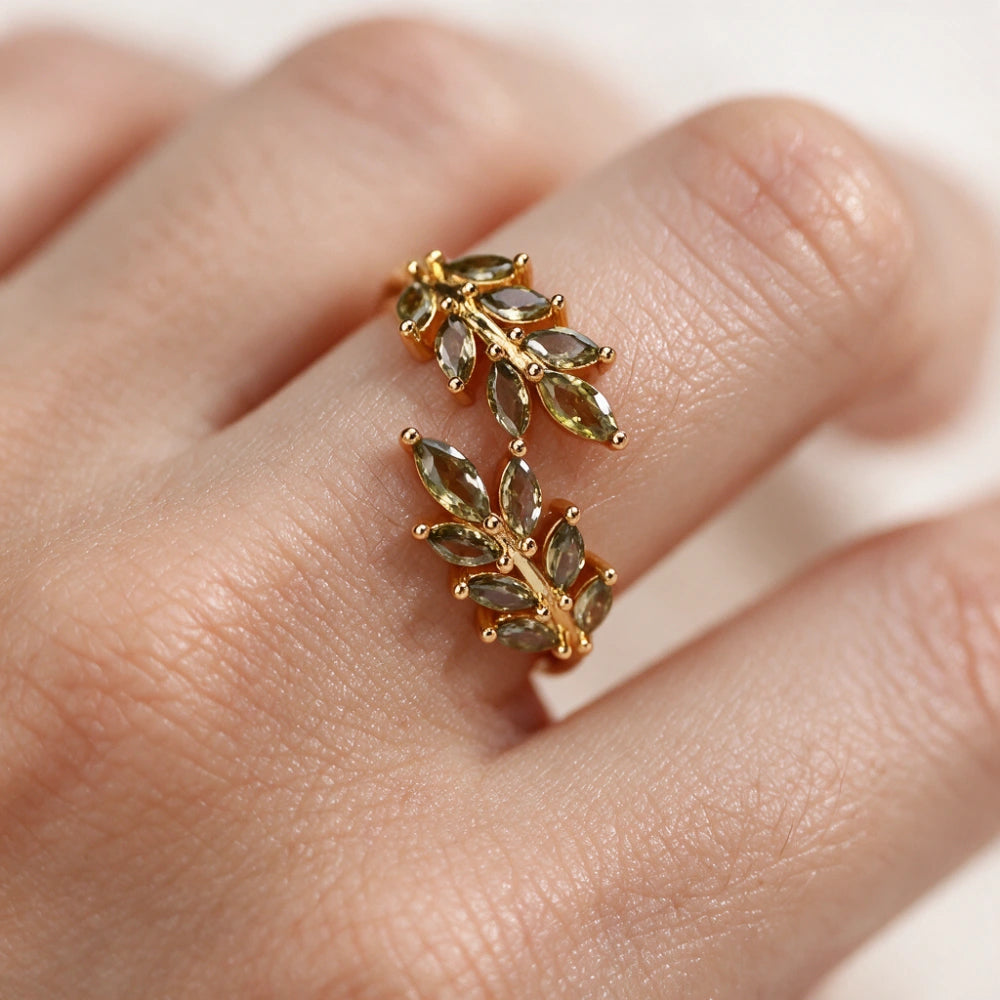 Peridot Blooming Leaf Ring