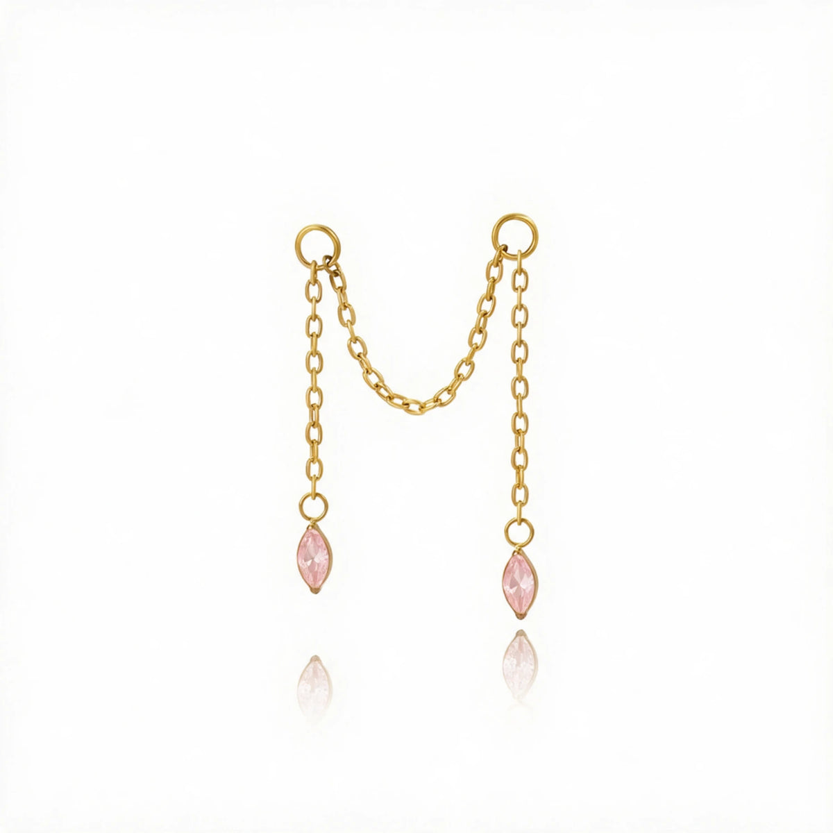 Titanium Holly Duo Marquise Cartilage Chain - Pink