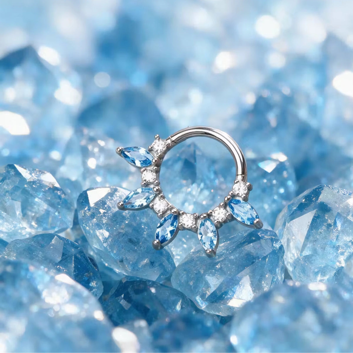 Gracelynn Aquamarine Marquise Gemstone Clicker