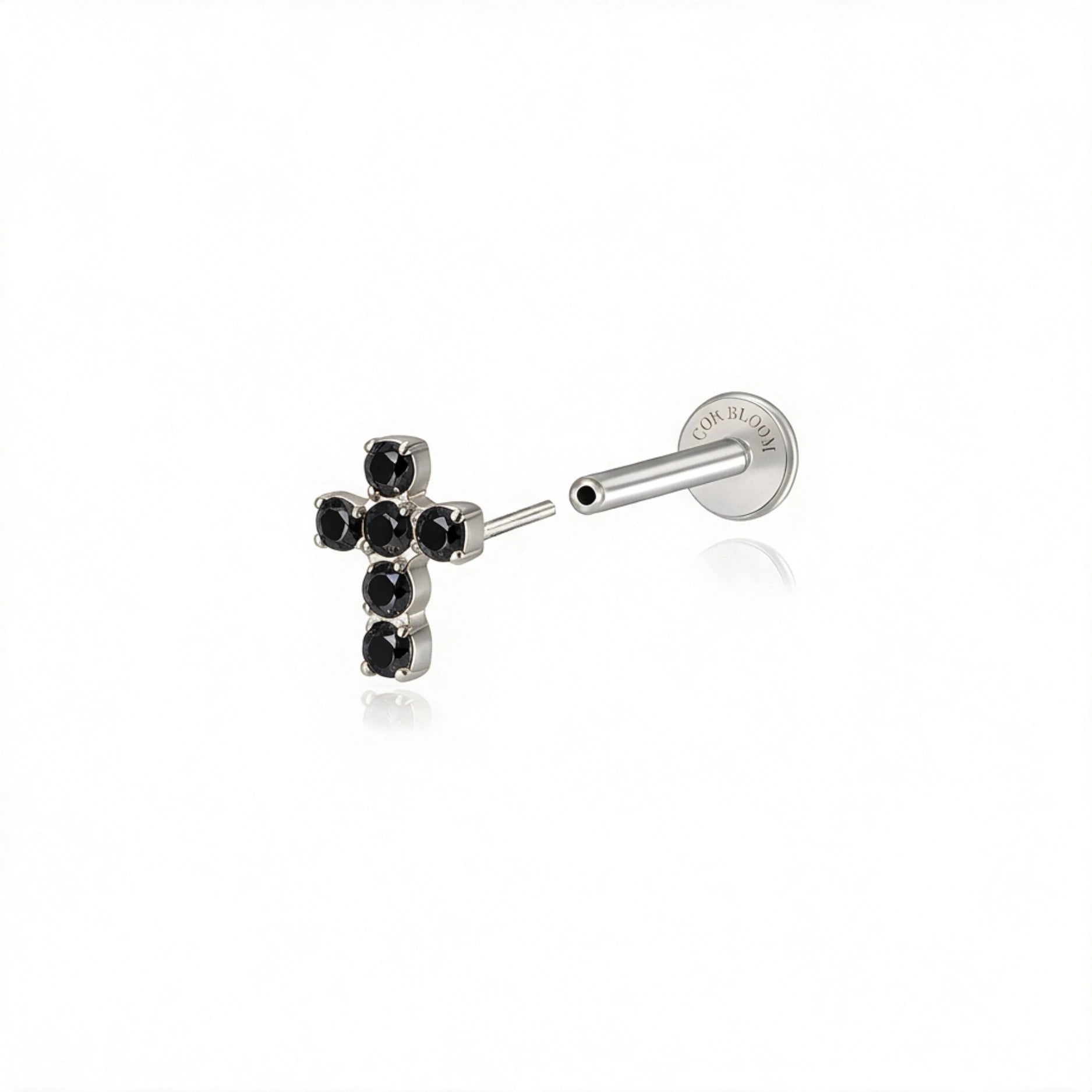 Titanium Aitana Black Spinel Sanctum Cross Stud