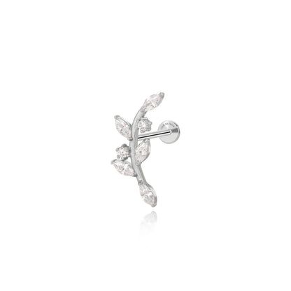 Dainty Crystal Climbing Leaf Piercing Stud