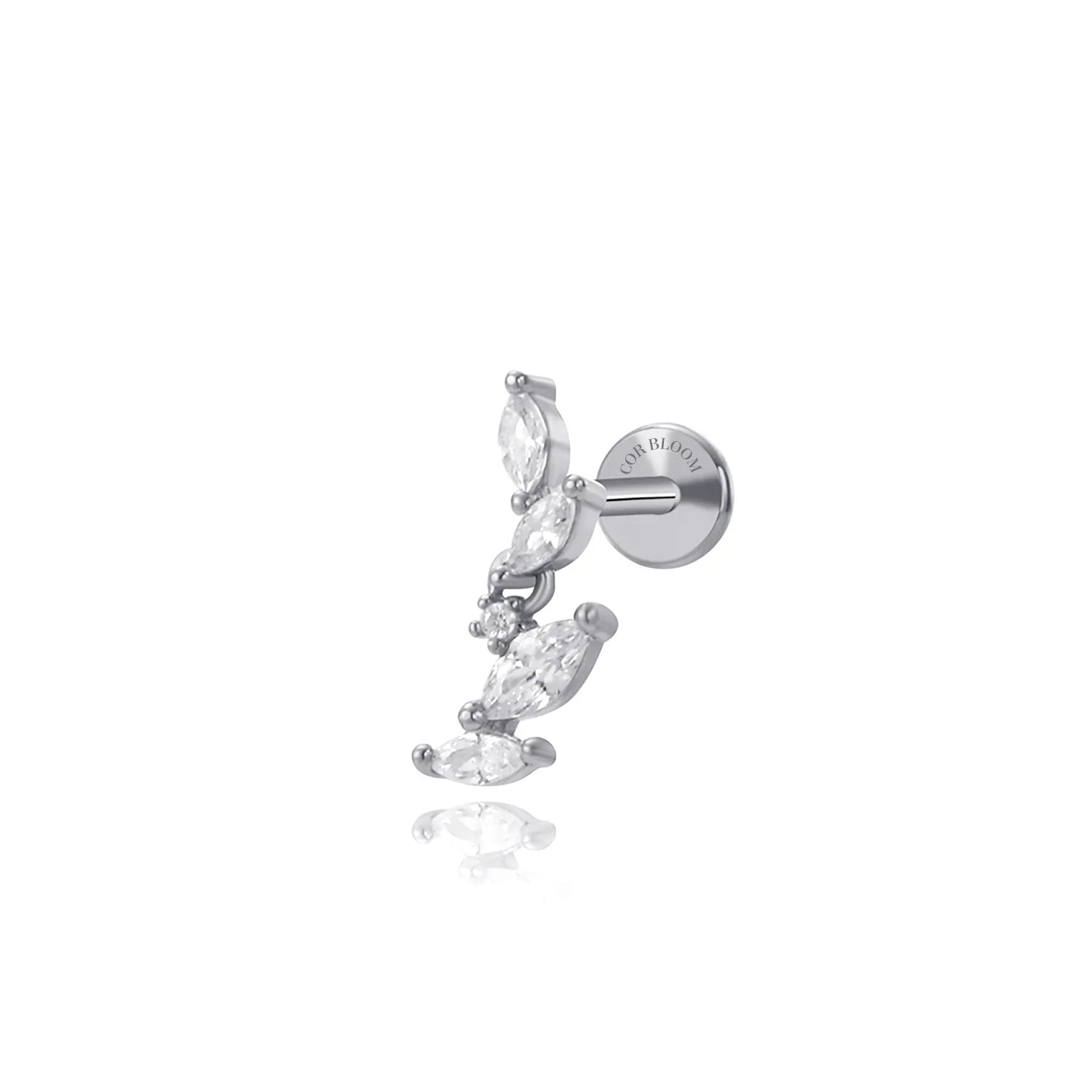 Crystal Leaf Flat Back Stud (2-Segment Design)