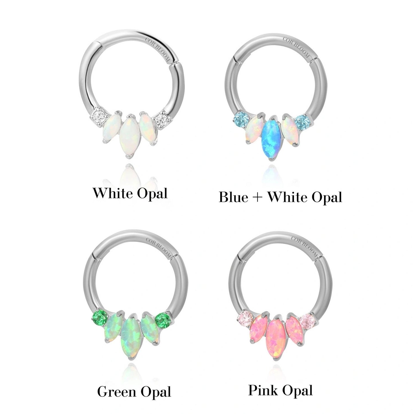 Trio White Opal Marquise Clicker